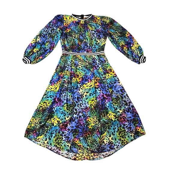 HUNTER BELL Multicolored Leopard Printed 100% Silk Leopard Casper Dress size 8 - Picture 5 of 12